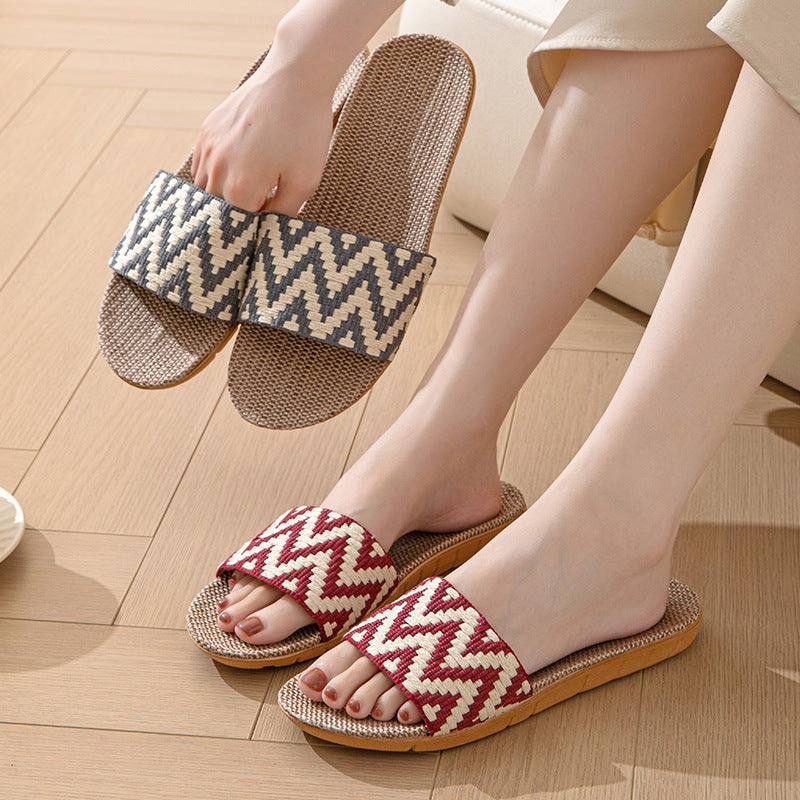 Hemp Casual Women's Slippers Home Flats Spring Summer Luxury Designer Woman Shoes Fashion Indoor Slides Ladies Soft sole Elegant
