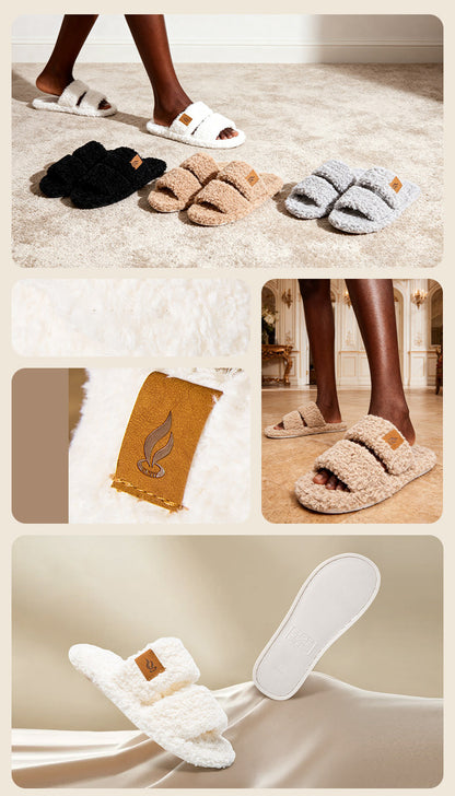 Fluffy Women's Slippers Home Soft Spring Autumn Luxury Designer Woman Shoes Elegant Faux Fuzzy Fur Slides Girl Non-Slip Open Toe