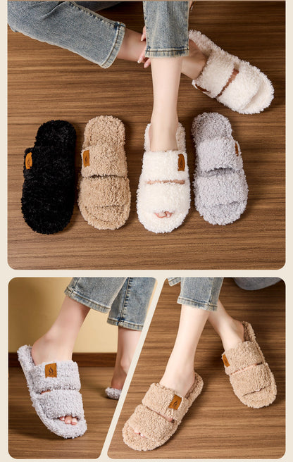 Fluffy Women's Slippers Home Soft Spring Autumn Luxury Designer Woman Shoes Elegant Faux Fuzzy Fur Slides Girl Non-Slip Open Toe