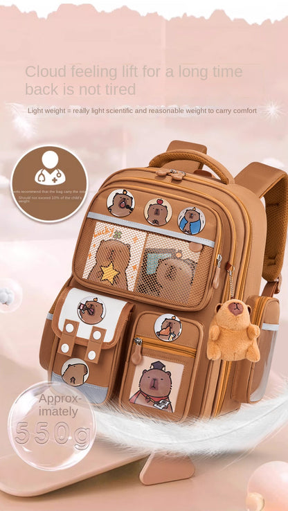 Capybara Children School Bags For Boys Girls Kids Alleviate Burden Protecting Spine Widen Straps School Backpack School Book Bag