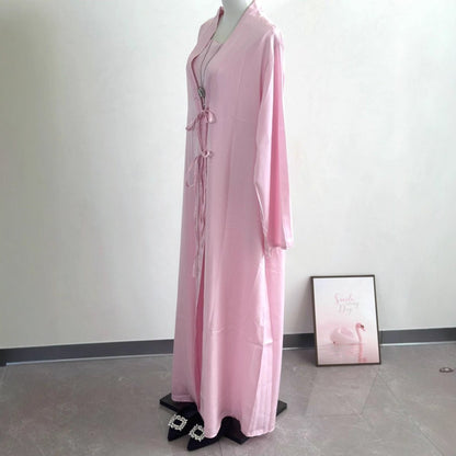 2-Piece Satin Open Abaya Set(MOA317)