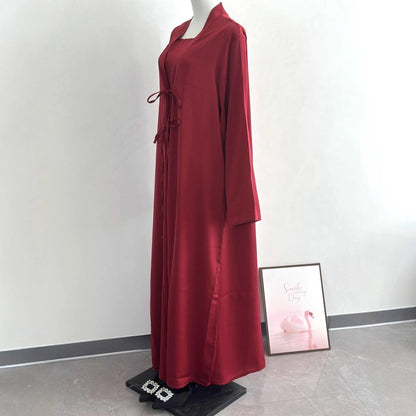 2-Piece Satin Open Abaya Set(MOA317)