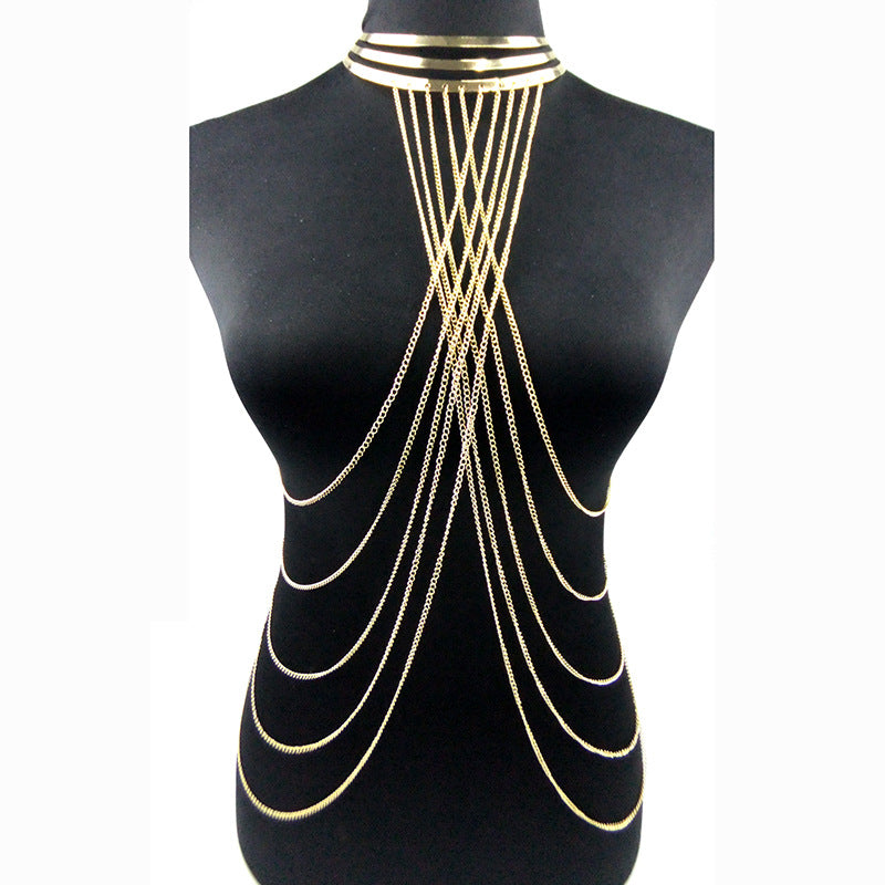 Aliexpress Jewelry Body Chain Gold Large Hoop Necklace Exaggerated Stylish Body Chain