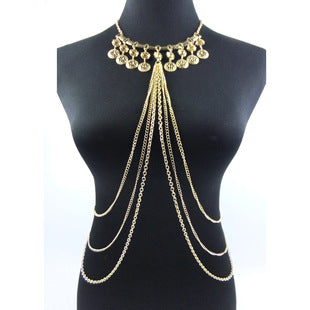 Cross-Border Jewelry Chest Chain Body Chain European and American Export Jewelry Bikini Tassel Body Chain Necklace