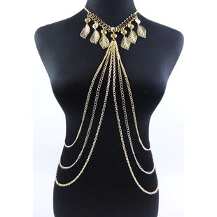 Meiximei Jewelry Black Lace Multi-Layer Tassel Export Jewelry Necklace Body Chain Body Chain