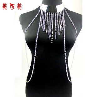 Cross-Border Jewelry Chest Chain Body Chain European and American Export Jewelry Bikini Tassel Body Chain Necklace