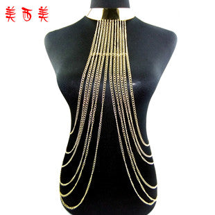 Cross-Border Jewelry Chest Chain Body Chain European and American Export Jewelry Bikini Tassel Body Chain Necklace