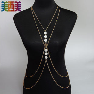 Meiximei Jewelry Black Lace Multi-Layer Tassel Export Jewelry Necklace Body Chain Body Chain