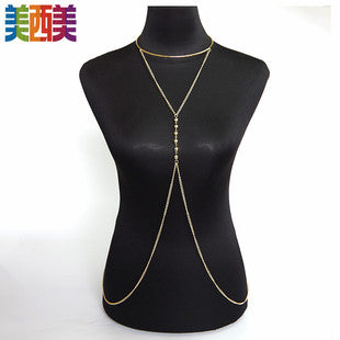 Cross-Border Jewelry Chest Chain Body Chain European and American Export Jewelry Bikini Tassel Body Chain Necklace