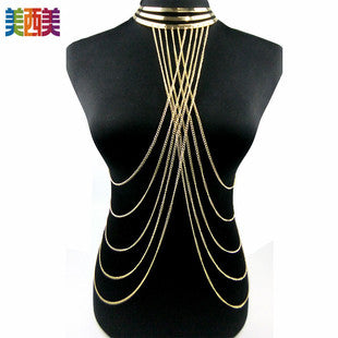Aliexpress Jewelry Body Chain Gold Large Hoop Necklace Exaggerated Stylish Body Chain