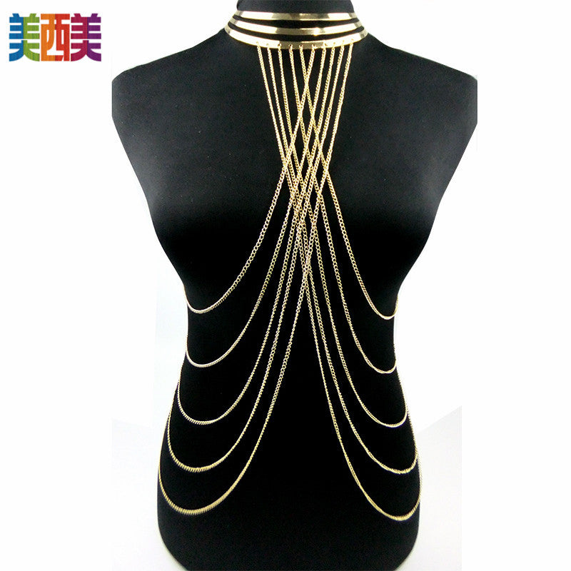 Aliexpress Jewelry Body Chain Gold Large Hoop Necklace Exaggerated Stylish Body Chain