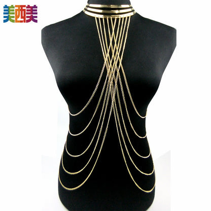Aliexpress Jewelry Body Chain Gold Large Hoop Necklace Exaggerated Stylish Body Chain