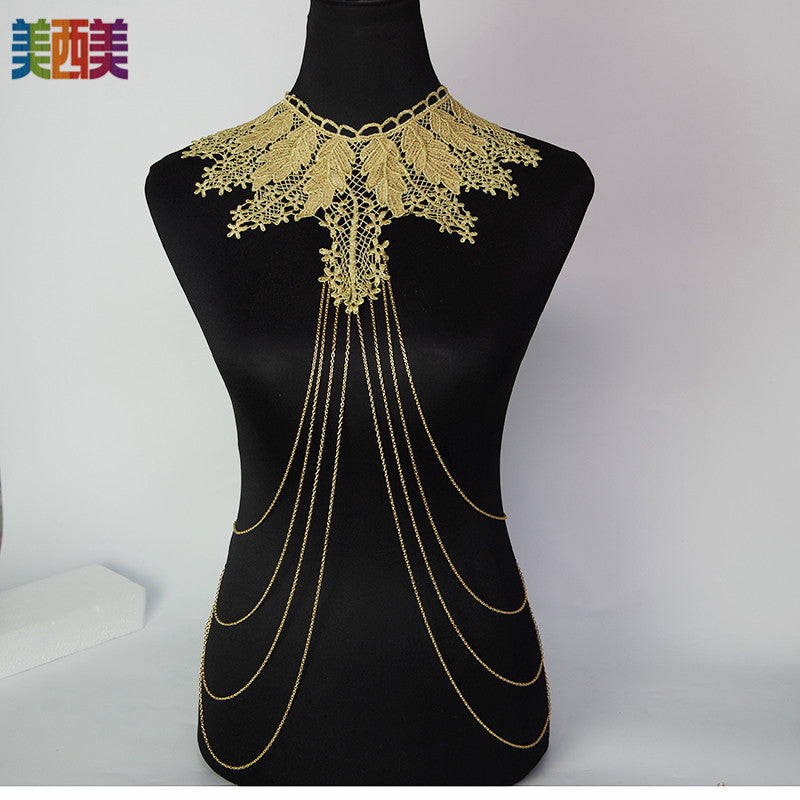 Meiximei Body Chain Jewelry Gold Lace Personalized Fashion Necklace Body Chain