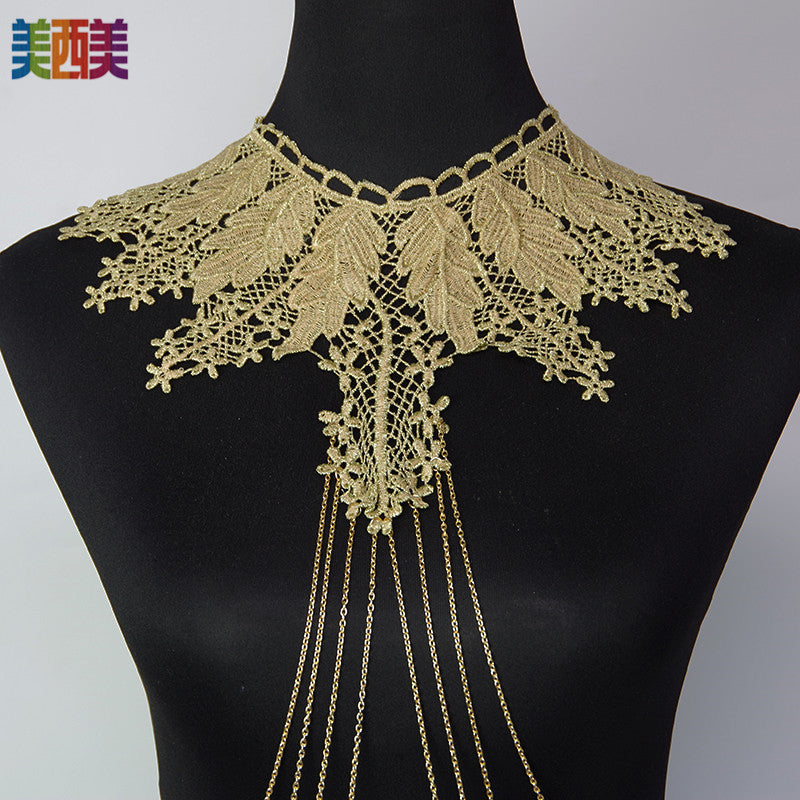 Meiximei Body Chain Jewelry Gold Lace Personalized Fashion Necklace Body Chain