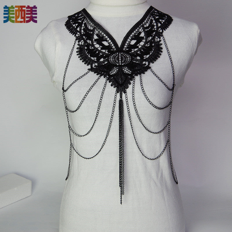 Meiximei Jewelry Black Lace Multi-Layer Tassel Export Jewelry Necklace Body Chain Body Chain