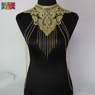 Cross-Border Jewelry Body Chain Jewelry Gold Lace Multi-Layer Tassel Necklace Body Chain