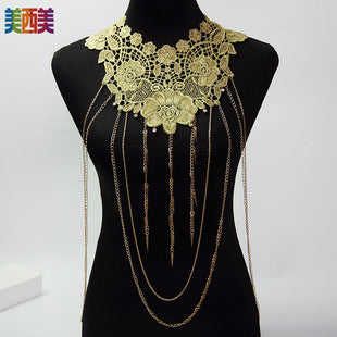 Cross-Border Jewelry Chest Chain Body Chain European and American Export Jewelry Bikini Tassel Body Chain Necklace