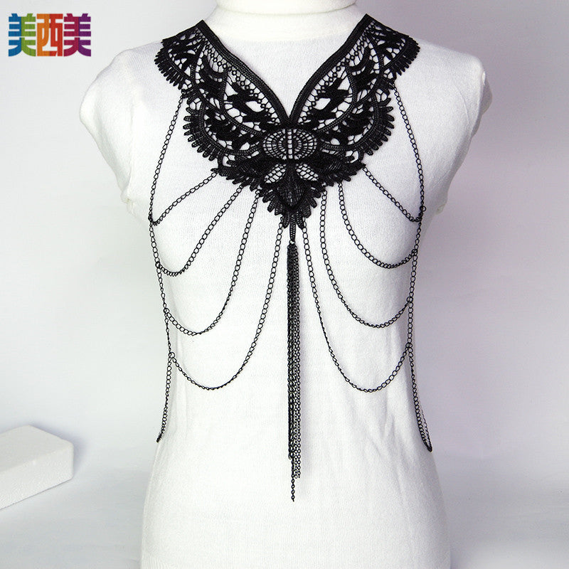 Meiximei Jewelry Black Lace Multi-Layer Tassel Export Jewelry Necklace Body Chain Body Chain