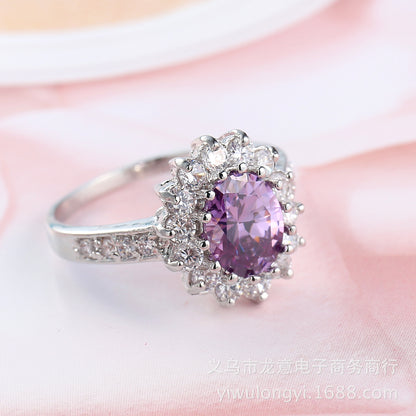 European and American Cross-border Jewelry Fashion OL Emerald Ring Princess Wedding Emerald Same Style Jewelry Advanced Ring