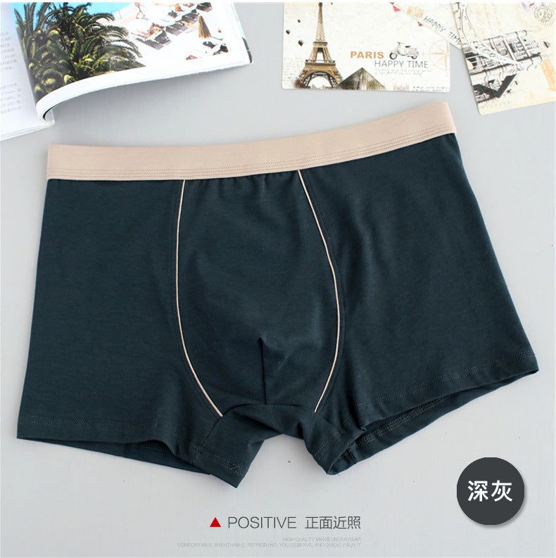 Men's cotton underwear plus size fat guy boxers breathable 3D seamless sexy youth cotton red boxers