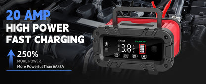 20A Battery Charger 12V/24V Smart Auto Charger for Car Truck Boat RV Lifepo4