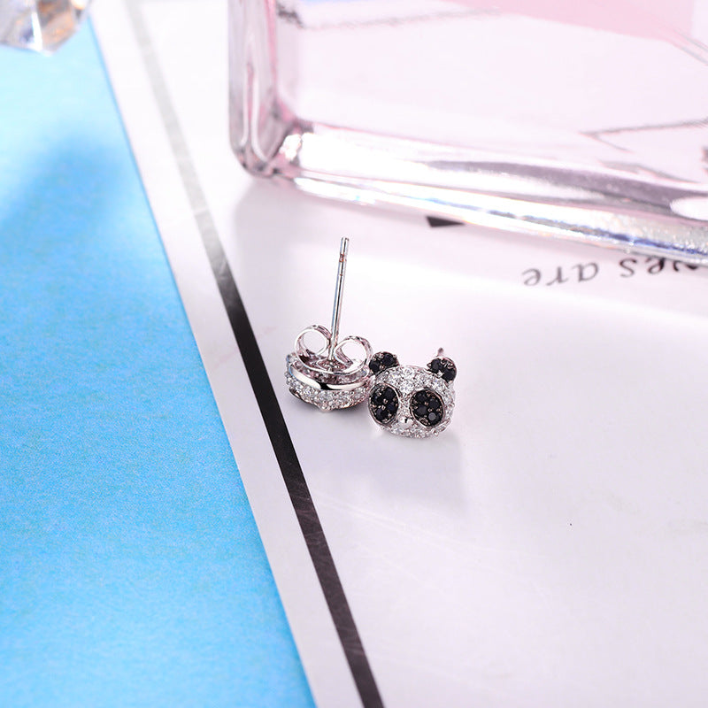 Red Apple Jewelry Women's Simple Personality Girl Series Panda Head Earrings Birthday Gift for Girlfriends
