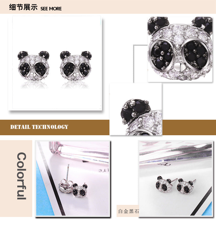 Red Apple Jewelry Women's Simple Personality Girl Series Panda Head Earrings Birthday Gift for Girlfriends