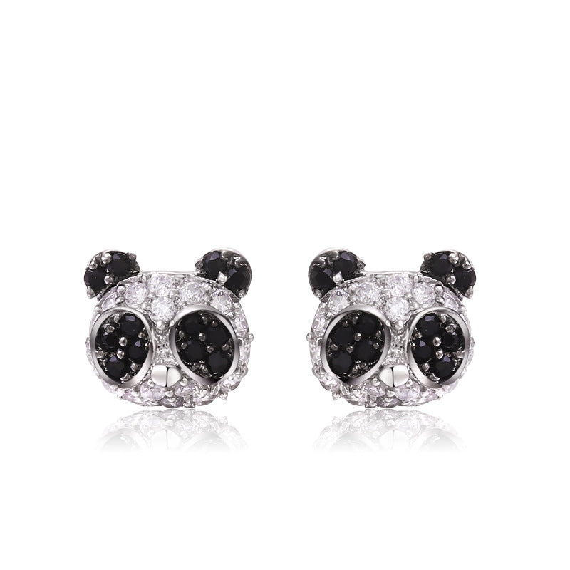 Red Apple Jewelry Women's Simple Personality Girl Series Panda Head Earrings Birthday Gift for Girlfriends