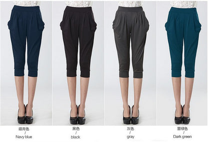 150kg Plus Size Cropped Pants Summer Clothes for Fat Girls 150kg Milk Silk Plus Fat Enlarged Elastic Slimming Look Harem Pants