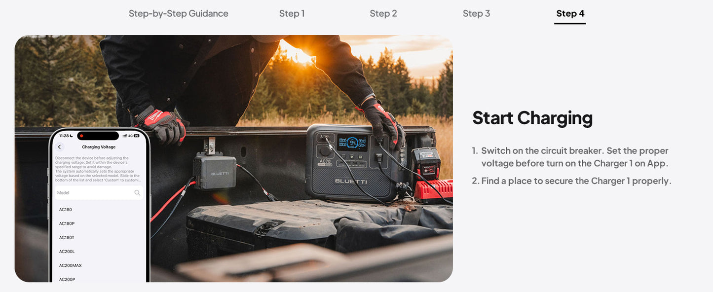 【Brand New】BLUETTI Charger 1 560W Alternator Charger Fast DC-DC Charging for Power Stations 6X Faster Than Car Lighter