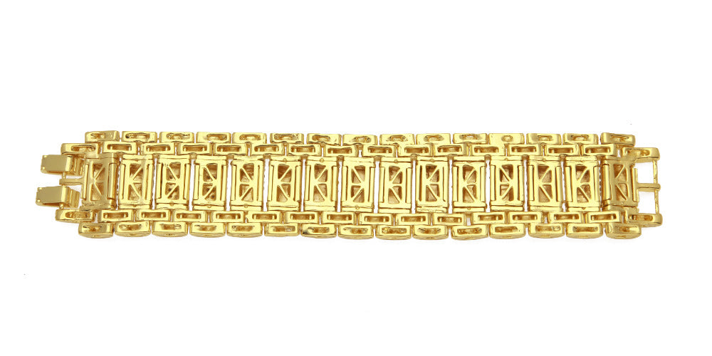 Hip-Hop Heavy Industry Men's Bracelet Exaggerated Diamond 35mm Wide Stereo Trendyy Alloy Bracelet Niche Design Jewelry