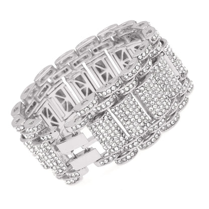 Hip-Hop Heavy Industry Men's Bracelet Exaggerated Diamond 35mm Wide Stereo Trendyy Alloy Bracelet Niche Design Jewelry