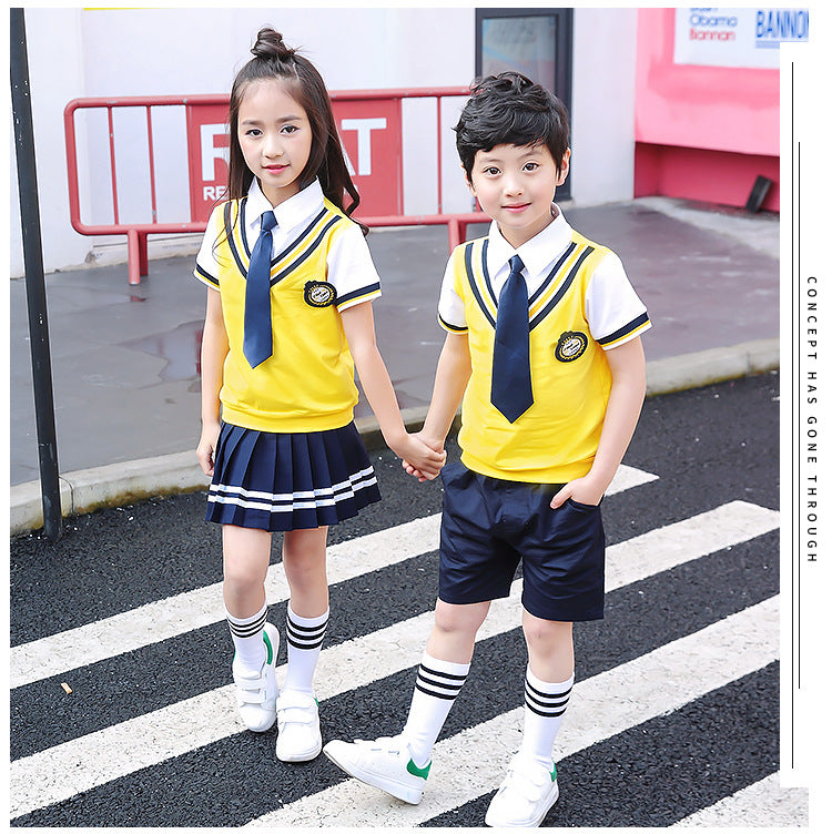 Colors Children Cotton Korean Japanese Student School Uniforms Girls Boys Kid Collar Shirt Top Pleated Skirt Shorts Tie Outfits