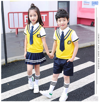 Colors Children Cotton Korean Japanese Student School Uniforms Girls Boys Kid Collar Shirt Top Pleated Skirt Shorts Tie Outfits