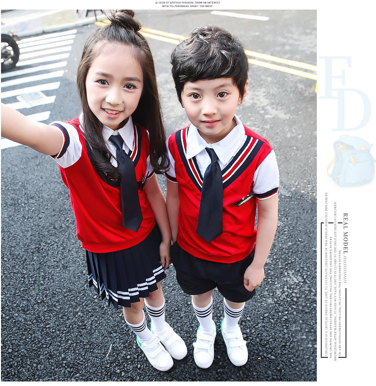 Colors Children Cotton Korean Japanese Student School Uniforms Girls Boys Kid Collar Shirt Top Pleated Skirt Shorts Tie Outfits