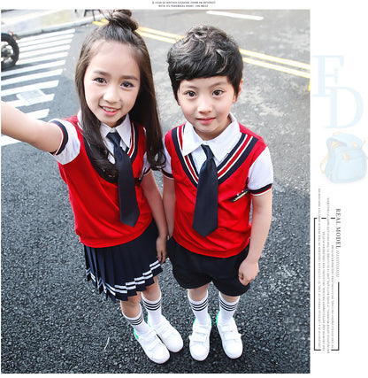 Colors Children Cotton Korean Japanese Student School Uniforms Girls Boys Kid Collar Shirt Top Pleated Skirt Shorts Tie Outfits
