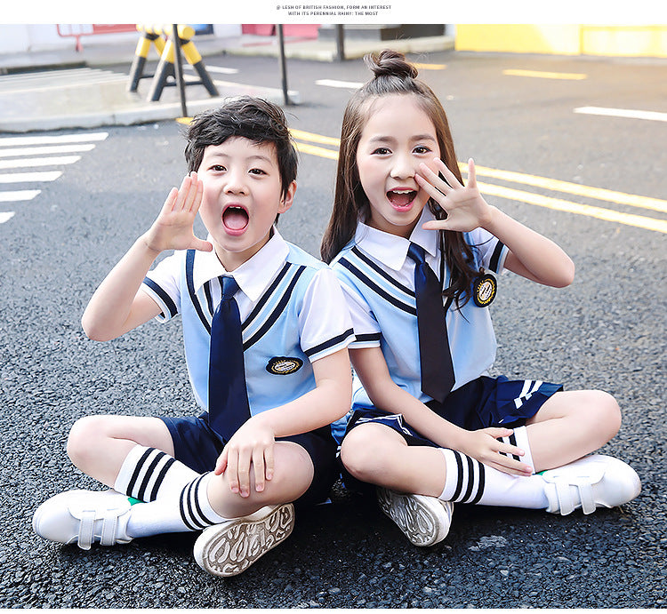 Colors Children Cotton Korean Japanese Student School Uniforms Girls Boys Kid Collar Shirt Top Pleated Skirt Shorts Tie Outfits