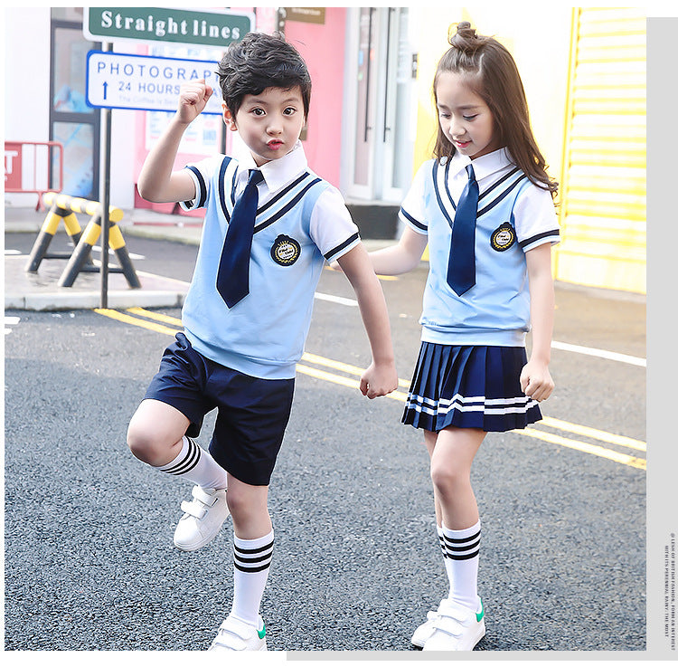 Colors Children Cotton Korean Japanese Student School Uniforms Girls Boys Kid Collar Shirt Top Pleated Skirt Shorts Tie Outfits