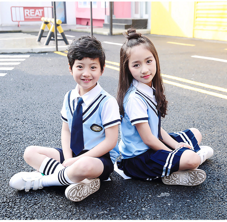 Colors Children Cotton Korean Japanese Student School Uniforms Girls Boys Kid Collar Shirt Top Pleated Skirt Shorts Tie Outfits