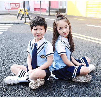 Colors Children Cotton Korean Japanese Student School Uniforms Girls Boys Kid Collar Shirt Top Pleated Skirt Shorts Tie Outfits