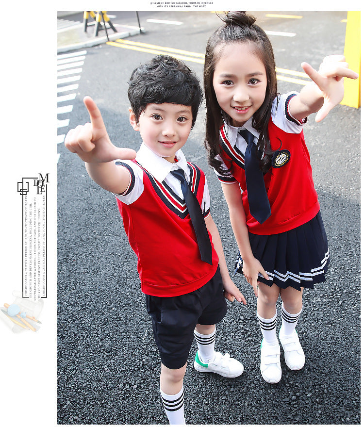 Colors Children Cotton Korean Japanese Student School Uniforms Girls Boys Kid Collar Shirt Top Pleated Skirt Shorts Tie Outfits