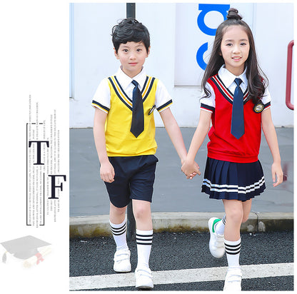 Colors Children Cotton Korean Japanese Student School Uniforms Girls Boys Kid Collar Shirt Top Pleated Skirt Shorts Tie Outfits