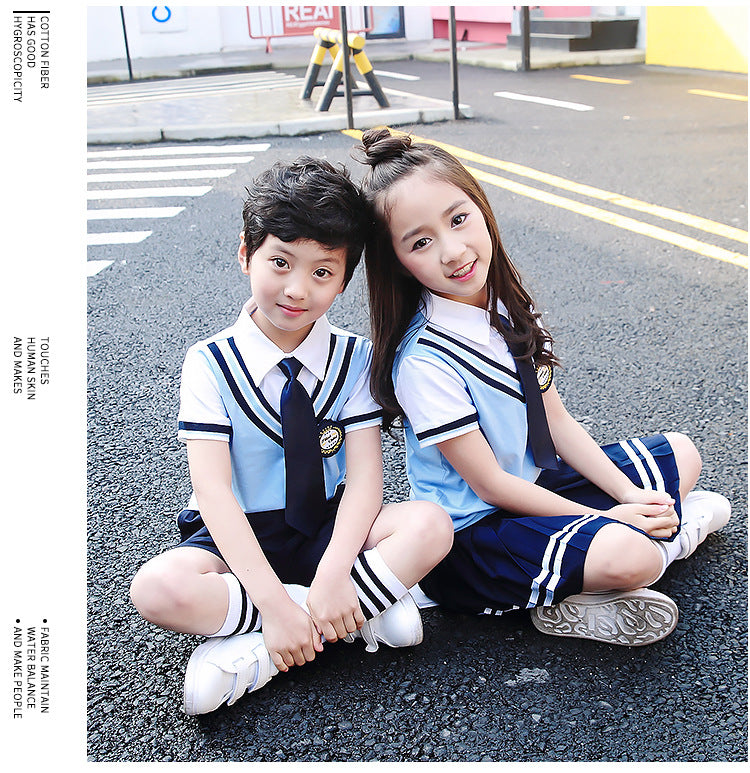 Colors Children Cotton Korean Japanese Student School Uniforms Girls Boys Kid Collar Shirt Top Pleated Skirt Shorts Tie Outfits