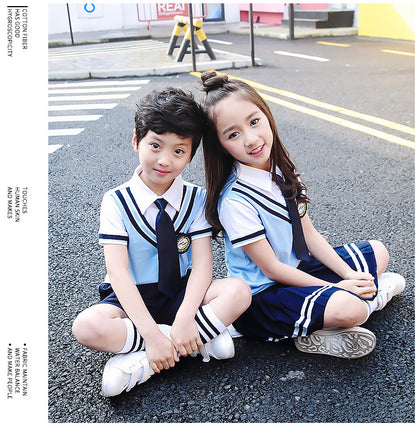Colors Children Cotton Korean Japanese Student School Uniforms Girls Boys Kid Collar Shirt Top Pleated Skirt Shorts Tie Outfits
