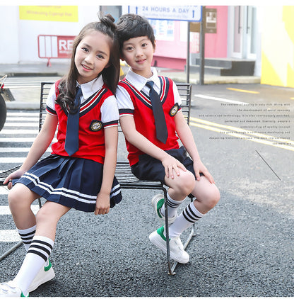 Colors Children Cotton Korean Japanese Student School Uniforms Girls Boys Kid Collar Shirt Top Pleated Skirt Shorts Tie Outfits