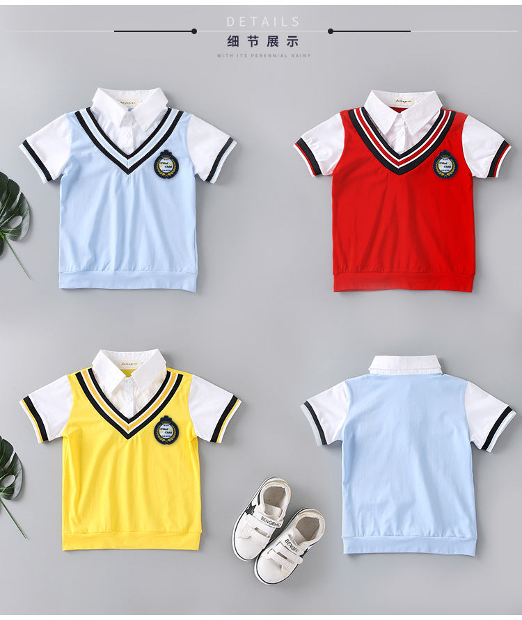 Colors Children Cotton Korean Japanese Student School Uniforms Girls Boys Kid Collar Shirt Top Pleated Skirt Shorts Tie Outfits