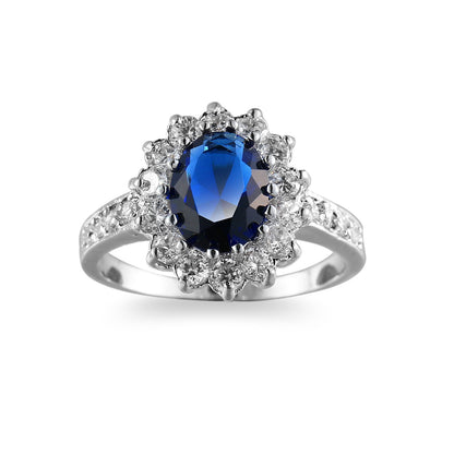 European and American Cross-border Jewelry Fashion OL Emerald Ring Princess Wedding Emerald Same Style Jewelry Advanced Ring