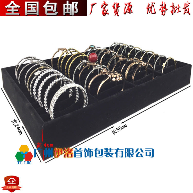 in stock wholesale black plush necklace bracelet ring pendant earrings 12 24 grid jewelry storage display plate