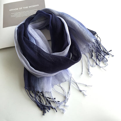 100% Linen Gradient Woman Spring Scarf Echarpe Muslim Hijab Foulard Shawls Tie Dye Scarves Women/Men Sjaal Scarfs for Ladies