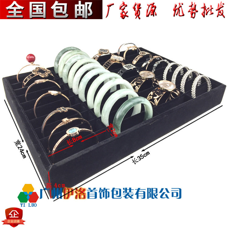 in stock wholesale black plush necklace bracelet ring pendant earrings 12 24 grid jewelry storage display plate